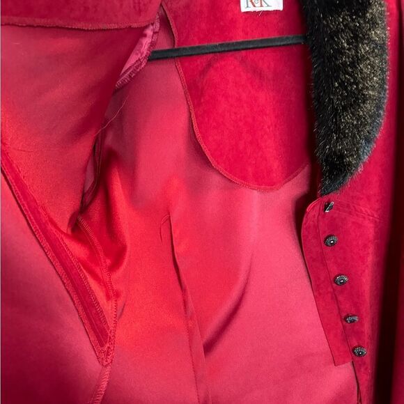 Vintage R&K Originals Red Jacket With Faux Fur Collar size L - Picture 4 of 6